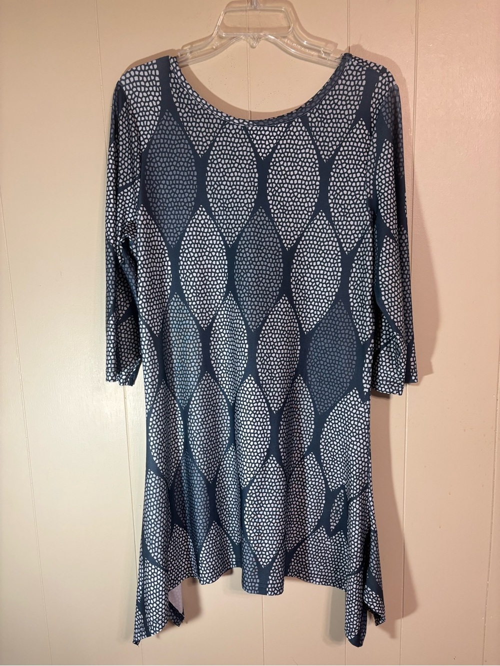 Lily Blue & White Asymmetrical Patterned Tunic Dress